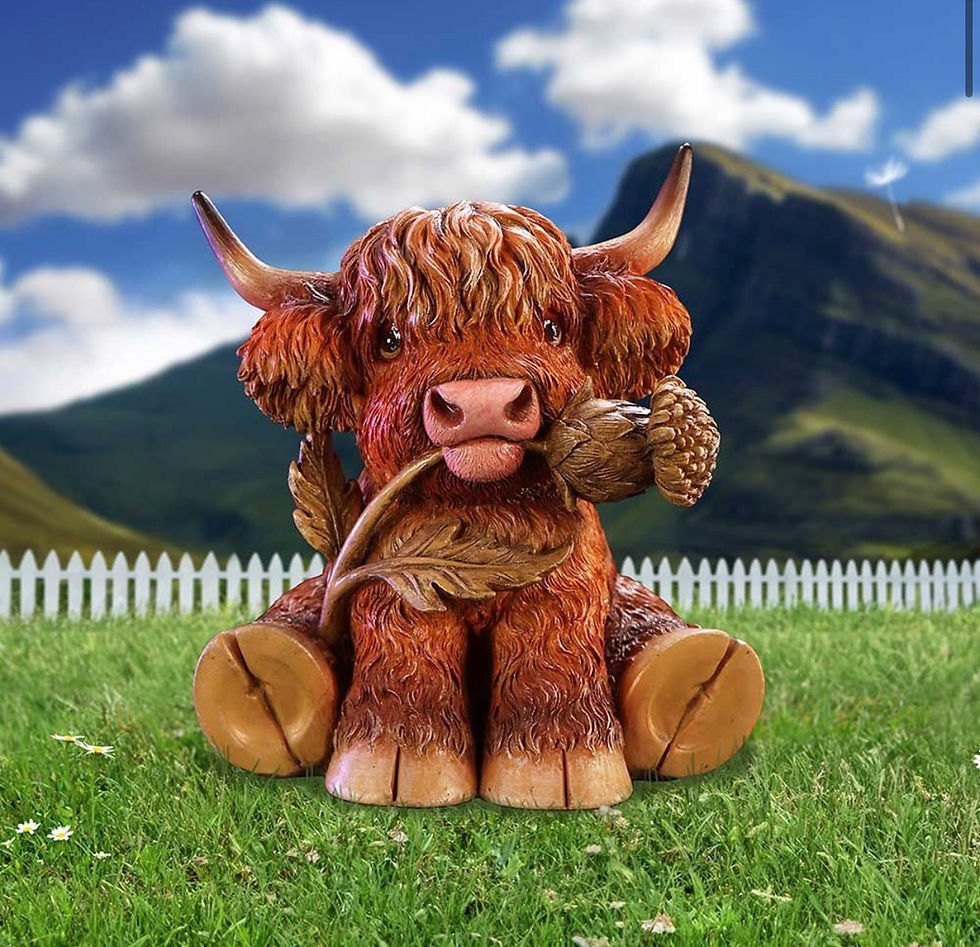 Thumbnail: Highland Cow with Thistle Figurine 10.5cm
