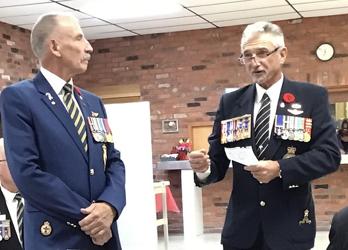 211106 - Eli Aucoin introducing his guest at the VCB Remembrance Dinner at the Barrie Legi