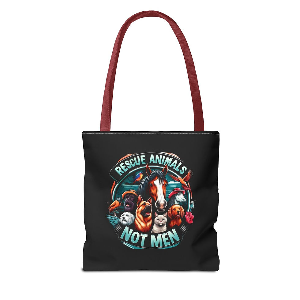 Thumbnail: Rescue Animals Not Men Tote Bag (AOP)