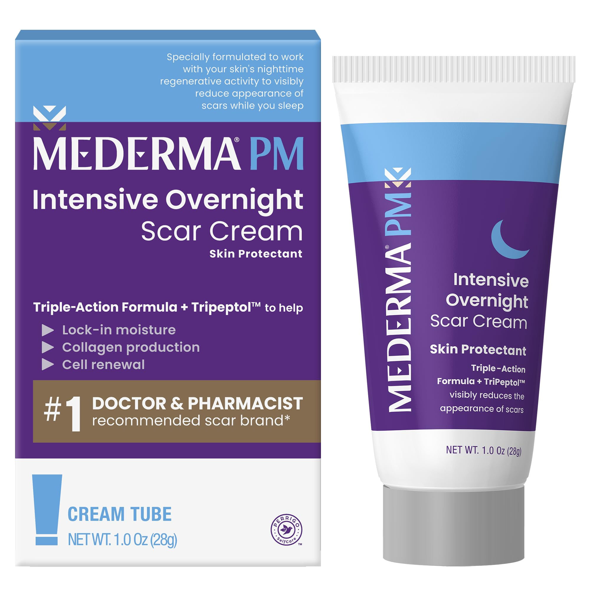 Mederma PM Intensive Overnight Scar Cream Works with Skins Nighttime Regenerativ