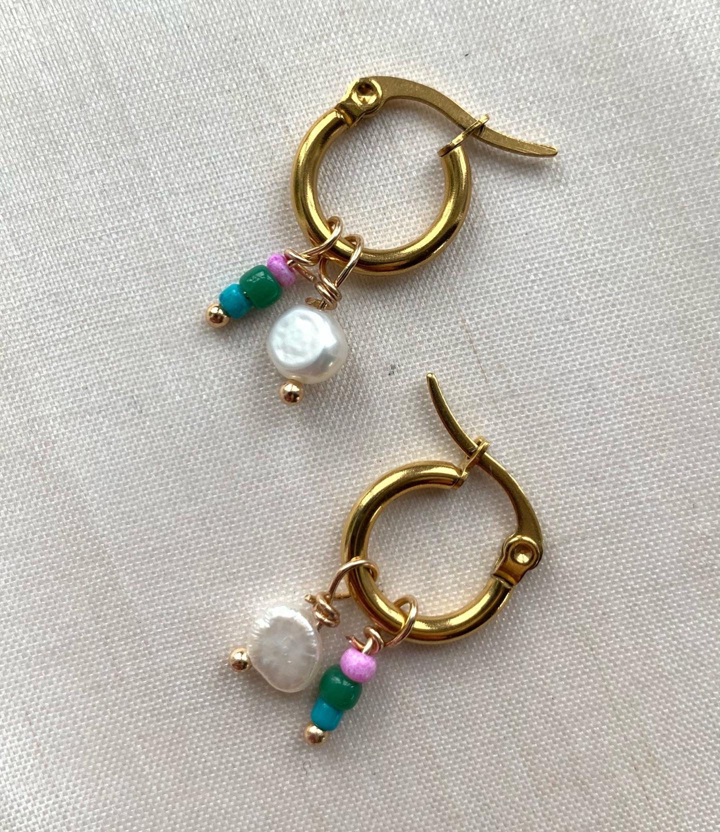 Pearl Hoop and Lulu Charm