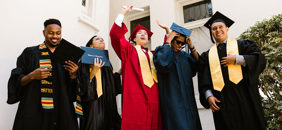 Diverse graduates celebrating social work career planning after utilizing the Social Work Career Mapping Workbook.