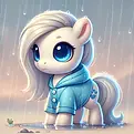 DALL·E 2025-02-23 14.27.36 - A cute small pure white pony in a cartoon style, wearing a bl