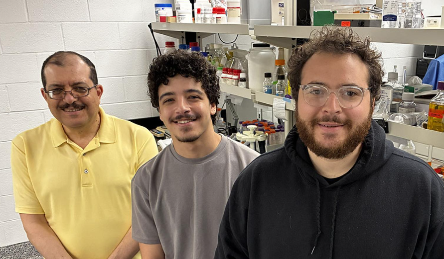 Mohamed Salem (L), Youssef Ali, and Guglielmo Raymo have found a simple genetic marker to detect stress in fish.