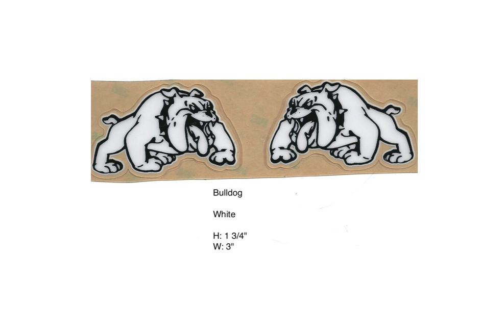 Bulldog white outlined in blackOne Pair (left and Right Side Deca