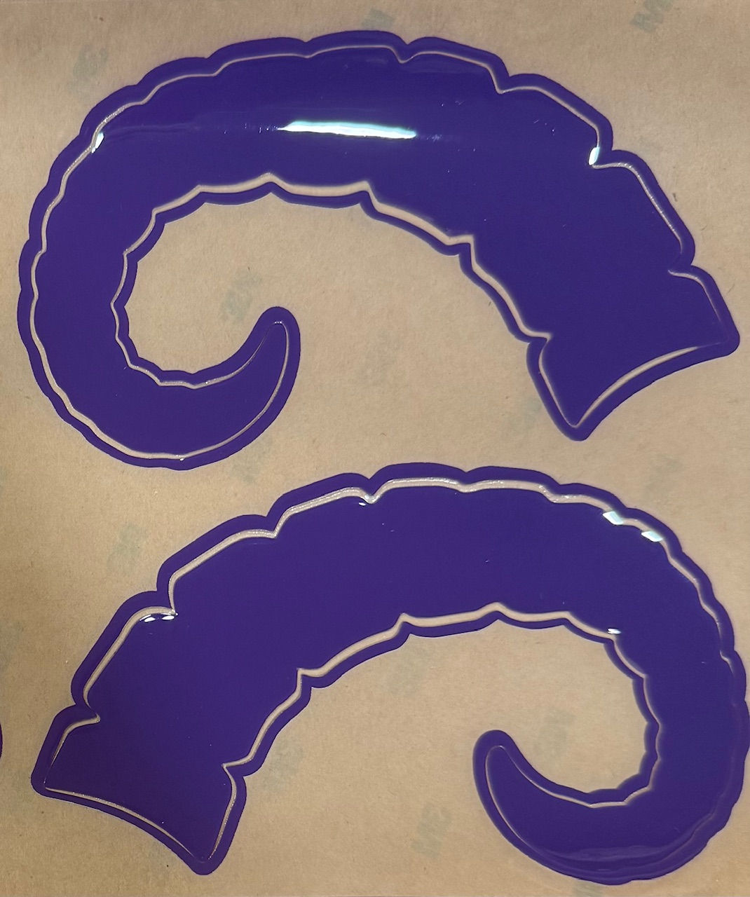 Cornell College Style Purple Ram Horns Mini Helmet Decals