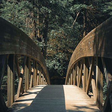 Pont en bois invitant à avancer vers une nouvelle étape de vie, symbole des transitions de vie accompagnées à Limours.
