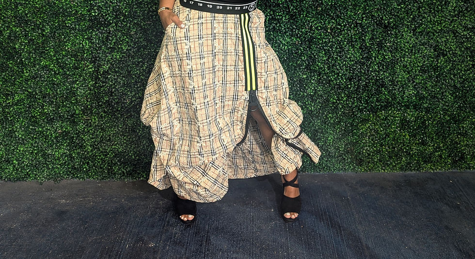 Thumbnail: Berry Berry Plaid Maxi Skirt