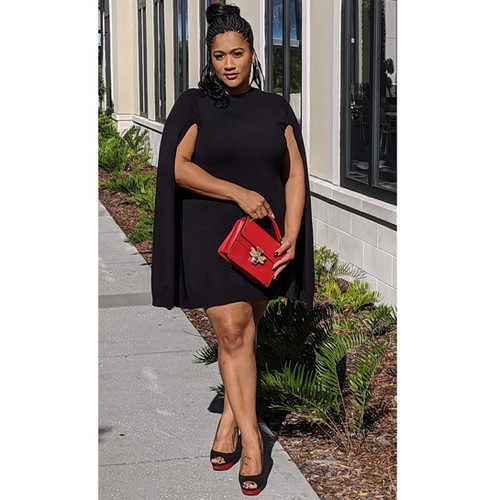 black cape dress plus size WEDDING RECEPTION DRESS/GOWN Color:Steel-Blue Classic Little Black Dress AP1D104997 Brand
