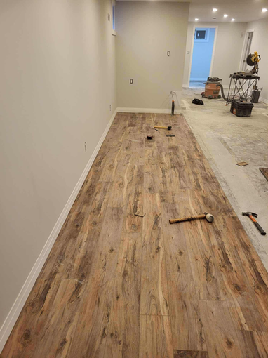 mid-process of clooring installation