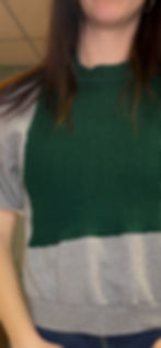 Front view, green, block, short sleeve, thin