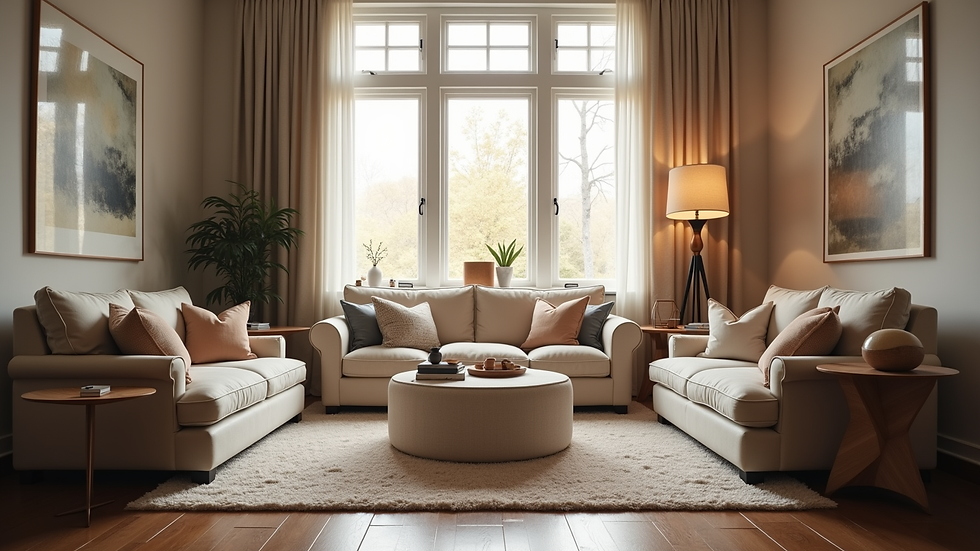 Eye-level view of a cozy living room set up for therapy session