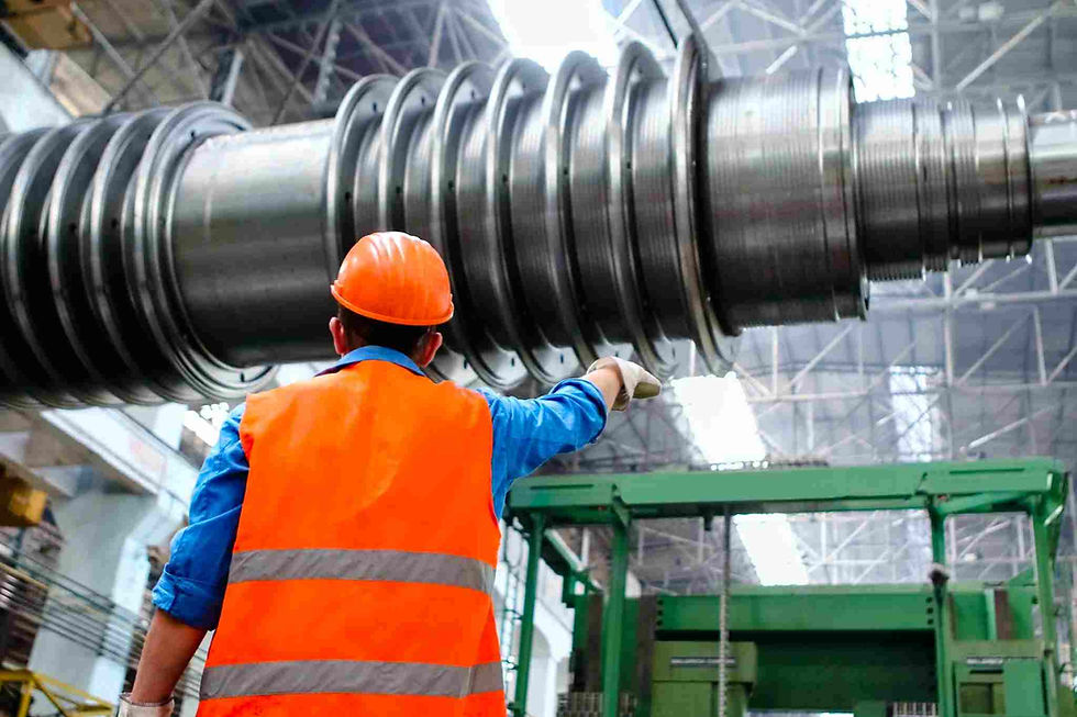 Quality control expert inspecting a shaft