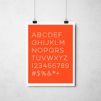 Orange alphabet and number print