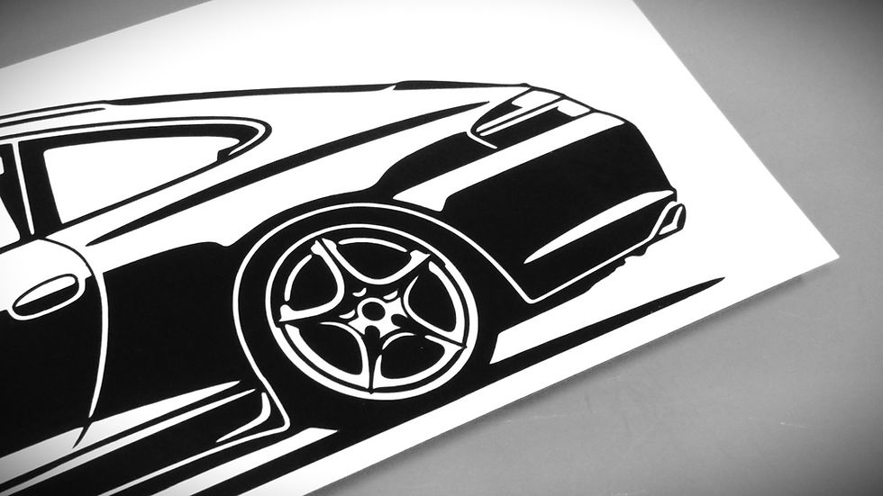 Miniaturbild: Porsche 996 Sticker, Porsche 996 Carrera 2 Sticker Aufkleber Silhouette schwarz, Porsche 996 side view sticker silhouette