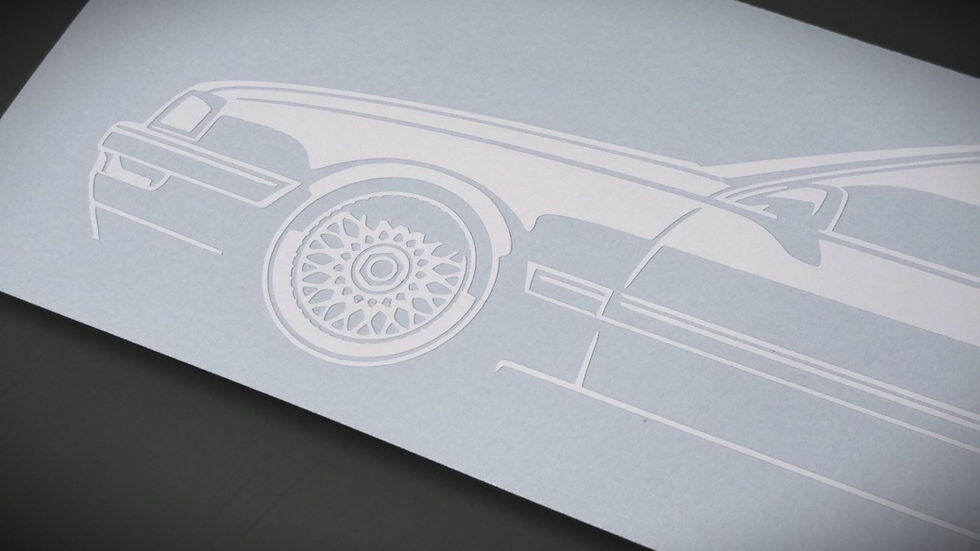 Miniaturbild: Opel Senator Sticker, Opel Senator B 3.0 24V Sticker Aufkleber Silhouette Weiß, Opel Senator B side view sticker silhouette