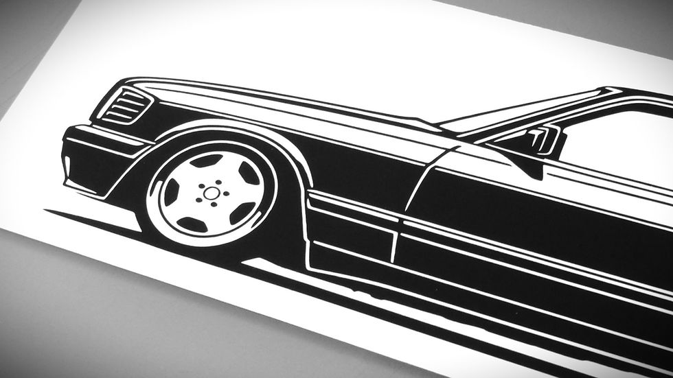 Miniaturbild: Mercedes Sticker, Mercedes SEC Sticker, Mercedes W126 SEC Aufkleber Silhouette schwarz, Mercedes W126 SEC side view sticker