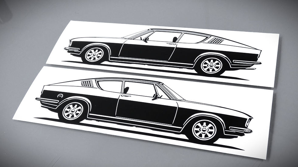 Audi 100 Aufkleber, Audi 100 Coupe S 1973 Aufkleber Sticker Silhouette schwarz, Audi 100 S Coupe side view sticker black