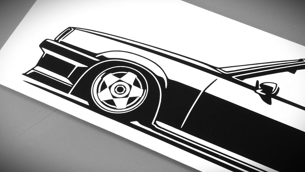 Miniaturbild: Opel Manta B tuning Sticker, Opel Manta B GSI Aufkleber Silhouette schwarz, Opel Manta B side view sticker silhouette black