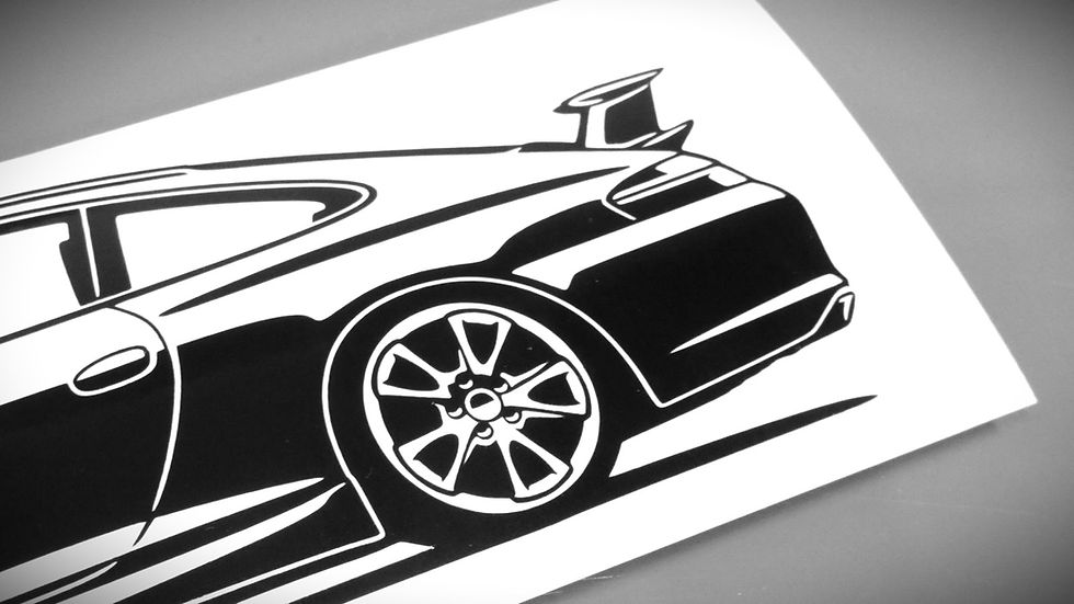 Miniaturbild: Porsche 996 Sticker, Porsche 996.2 GT3 Aufkleber Silhouette schwarz, Porsche 996.2 GT3 side view sticker silhouette black