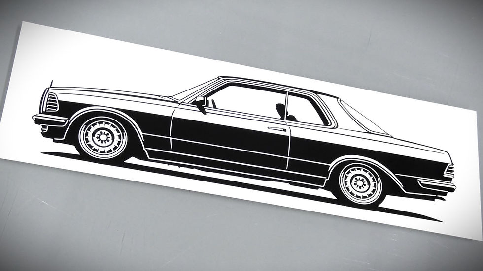 Miniaturbild: Mercedes W123 CE Coupe Aufkleber Silhouette schwarz, W123 CE Sticker Silhouette, Mercedes W123 CE side view sticker black