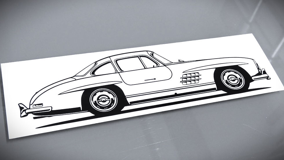 Miniaturbild: Mercedes 300SL Aufkleber Silhouette, Mercedes 300SL Flügeltürer Sticker Silhouette schwarz, 300SL side view sticker black