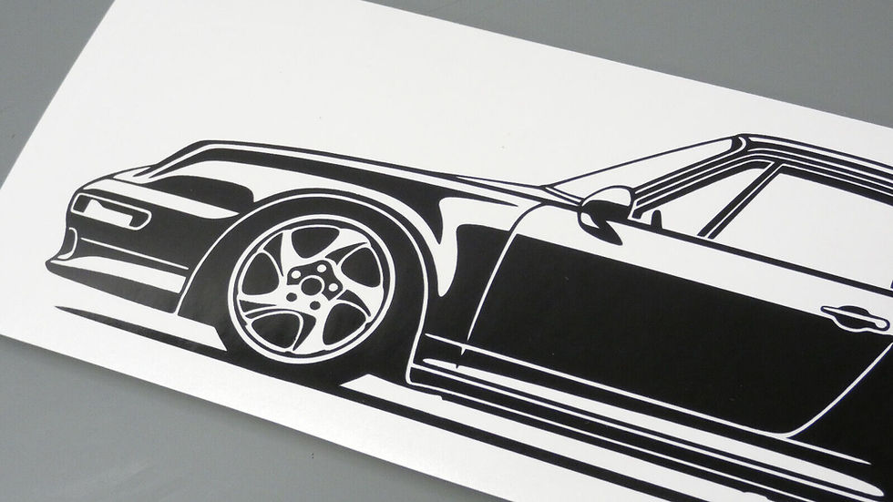 Miniaturbild: Porsche 911 993 Turbo S Aufkleber Silhouette links rechts schwarz, Porsche 911 933 Turbo S silhouette side view black