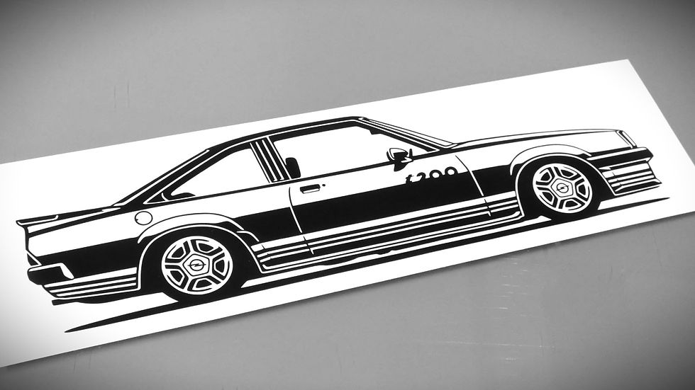 Miniaturbild: Opel Manta Sticker, Opel Manta B i200 Aufkleber Silhouette schwarz, Opel Manta B i200 side view sticker silhouette black