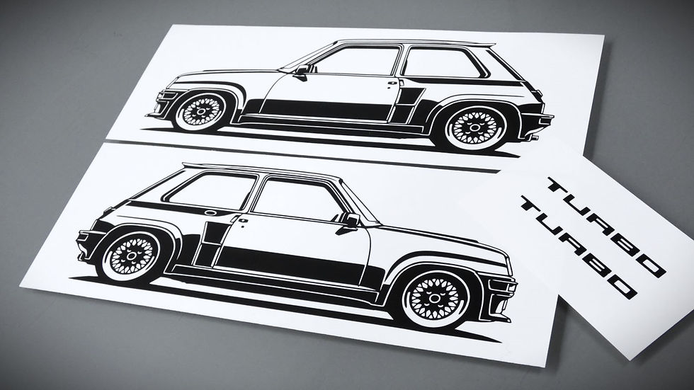 Reanult 5 Turbo Silhouette, Renault 5 Turbo 1 tuning Aufkleber schwarz, Renault 5 Turbo 1 sticker silhouette black