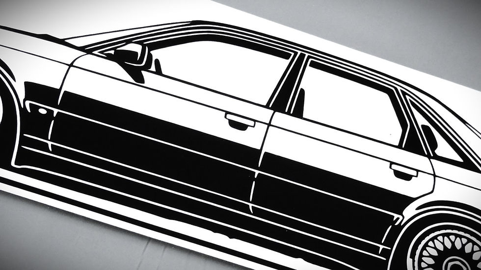 Miniaturbild: Audi 100 Silhouette, Audi 100 C4 Limo Aufkleber Silhouette schwarz, Audi 100 tuning side view sticker black