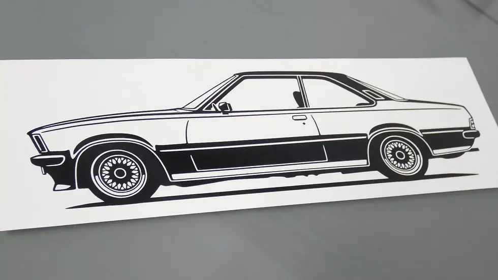 Opel Sticker, Opel Commodore Sticker, Opel Commodore B Coupe Aufkleber Silhouette schwarz, Opel Commodore side view sticker