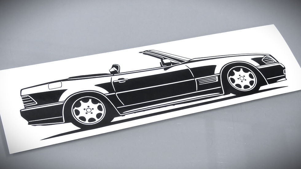 Miniaturbild: Mercedes R129 300SL Sticker, Mercedes SL R129 500 SL Aufkleber Silhouette schwarz, Mercedes R129 SL side view sticker black