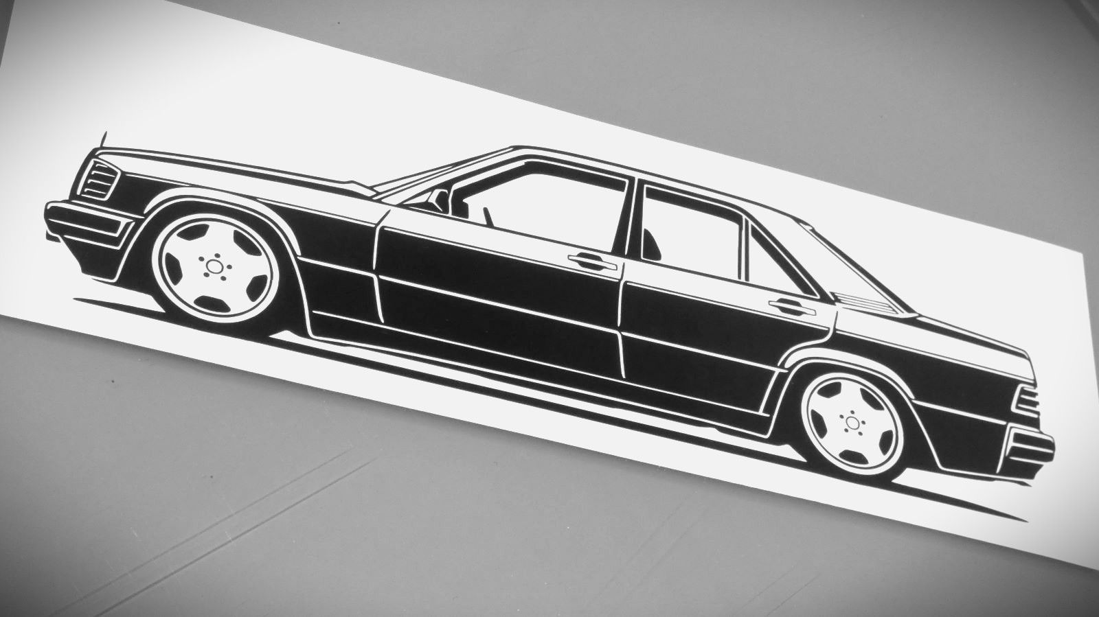 Mercedes W201 190E tuning Aufkleber Silhouette schwarz,  Mercedes 190E Sticker Silhouette, 190E W201 side view sticker black