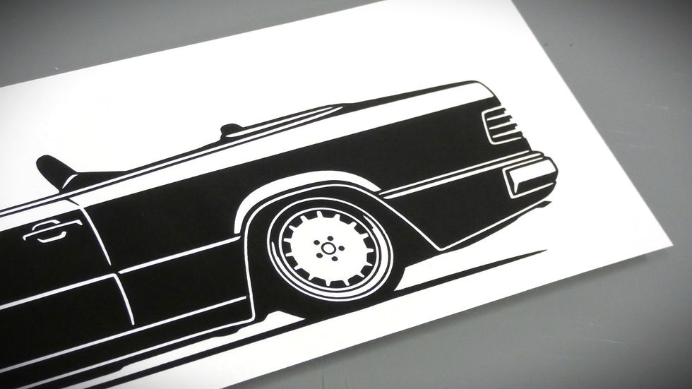 Miniaturbild: Mercedes Aufkleber Silhouette, W124 CE Cabrio Aufkleber, W124 Sticker schwarz, Mercedes side view sticker black
