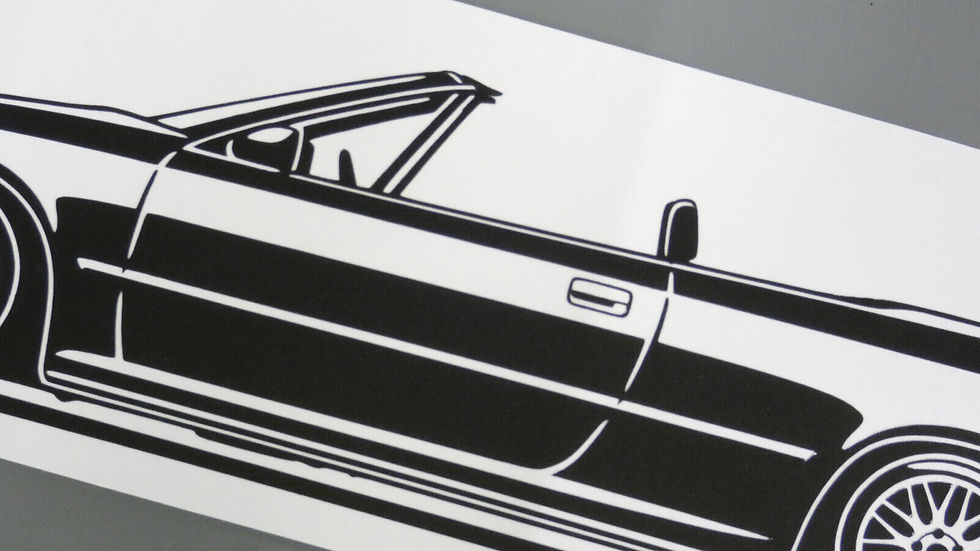 Miniaturbild: Opel Calibra Sticker, Opel Calibra Hornstein Cabrio Aufkleber Silhouette schwarz, Opel Calibra side view sticker black