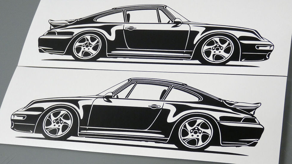 Porsche 993 Sticker, Porsche 993 Turbo Aufkleber Silhouette schwarz, Porsche 911 993 Turbo side view sticker black