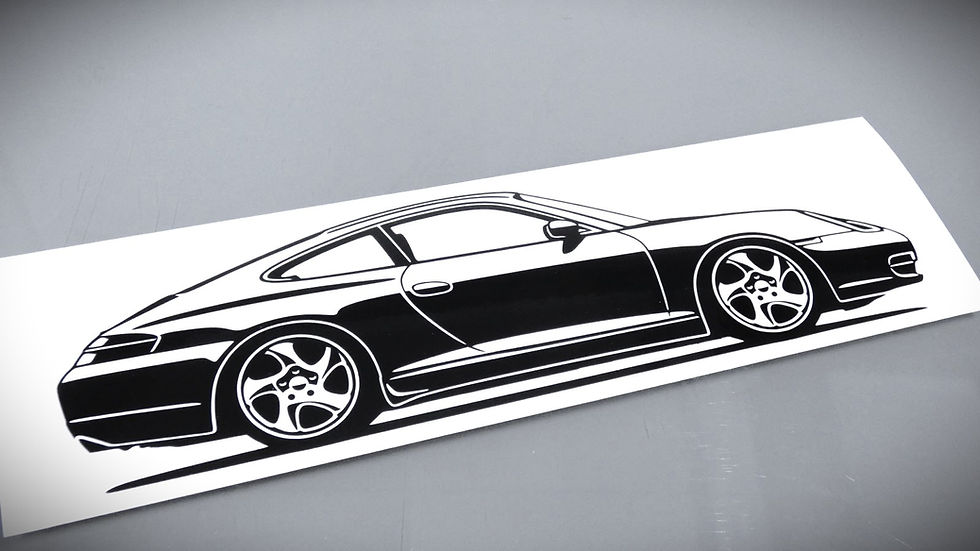 Miniaturbild: Porsche Aufkleber, Porsche 911 996 Carrera Sticker Aufkleber Silhouette schwarz, Porsche 996 Carrera side view sticker