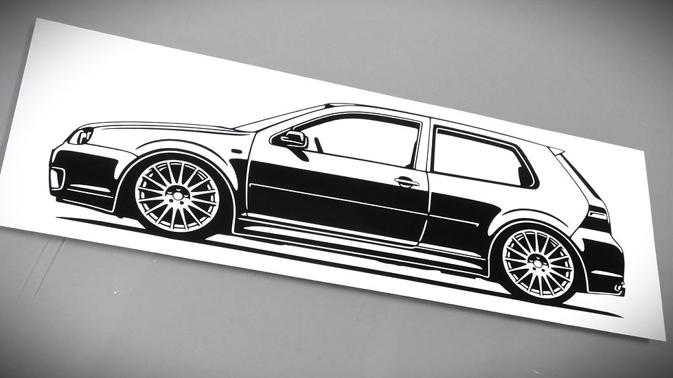 VW Golf 4 R32 Silhouette, VW Golf 4 R32 Aufkleber Sticker Silhouette schwarz, VW Golf 4 R32 tuning side view silhouette black