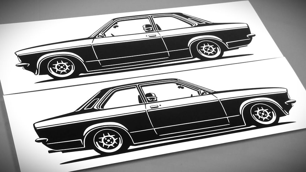 Miniaturbild: Opel Kadett tuning Sticker Silhouette schwarz, Kadett C Aufkleber Silhouette schwarz, Opel tuning side view sticker black