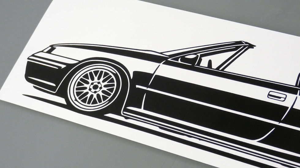 Miniaturbild: Opel Calibra Sticker, Opel Calibra Hornstein Cabrio Aufkleber Silhouette schwarz, Opel Calibra side view sticker black