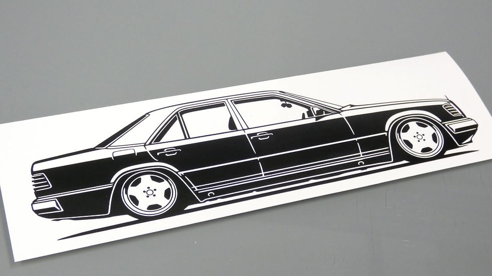 Miniaturbild: Mercedes W124 Aufkleber, Mercedes W124 Serie 1 Limo tuning Aufkleber Silhouette schwarz, W124 silhouette sticker black