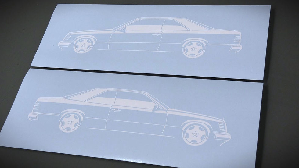 Miniaturbild: Mercedes W124 CE Coupe Aufkleber, Mercedes W124 CE Sticker Aufkleber Silhouette Weiß matt, Mercedes W124 CE side view sticker