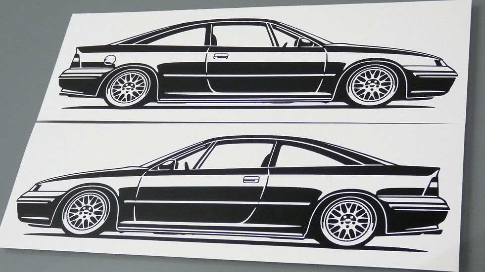 Opel Sticker, Opel Calibra V6 Sticker, Opel Calibra Turbo Aufkleber Silhouette schwarz, Opel Calibra side view sticker black