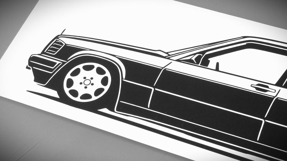 Miniaturbild: Mercedes W201 190E 1.8 2.0 2.3 Aufkleber Silhouette schwarz,  Mercedes 190E Sticker Silhouette, W201 side view sticker black