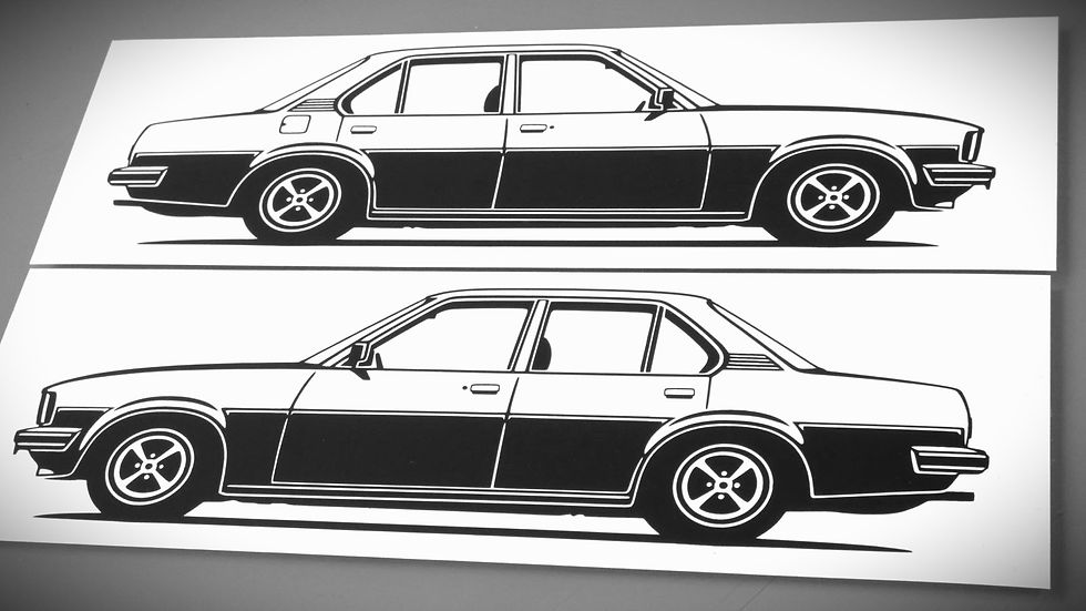Opel Ascona B Limo Aufkleber Silhouette schwarz, Opel Ascona B Sticker Silhouette schwarz, Opel Ascona B side view