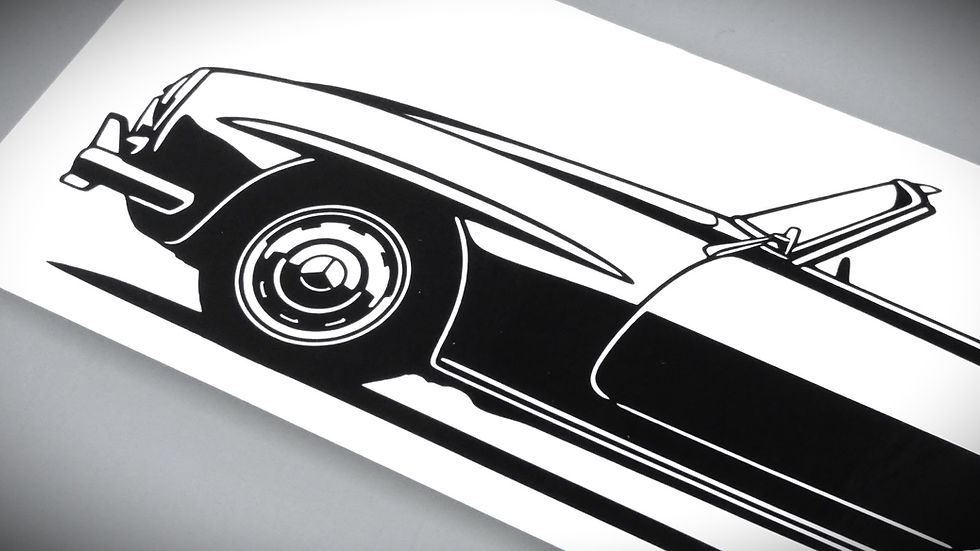 Miniaturbild: Mercedes 190SL Aufkleber, Mercedes W121-B II 190SL Roadster Sticker Silhouette schwarz, 190SL side view sticker black