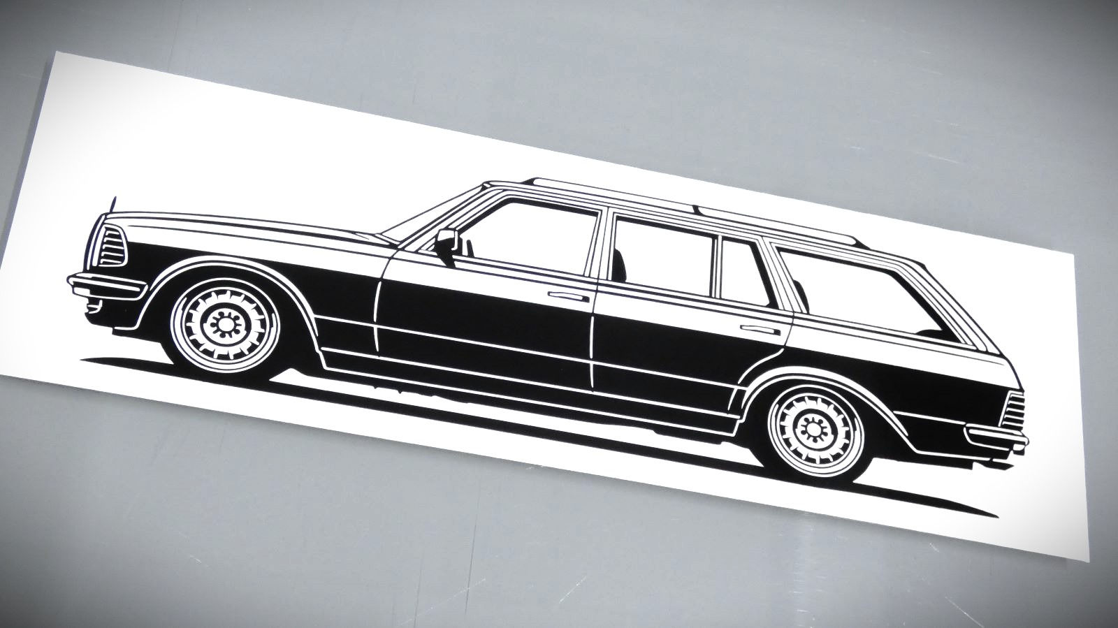 Mercedes W123 Silhouette, Mercedes W123 T-Modell Aufkleber Sticker Silhouette schwarz, W123 TE tuning side view sticker black