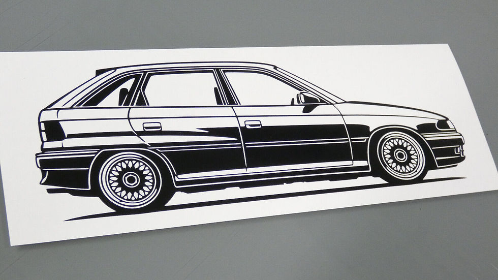 Miniaturbild: Opel Astra F Sticker, Opel Astra F Aufkleber Silhouette schwarz, Opel Astra F 4door side view sticker black 1