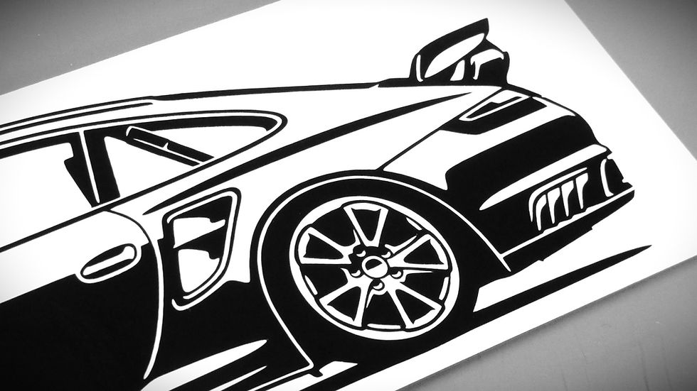 Miniaturbild: Porsche 997 Sticker, Porsche 997 GT2 Sticker Aufkleber Silhouette schwarz, Porsche 997 GT2 side view sticker silhouette