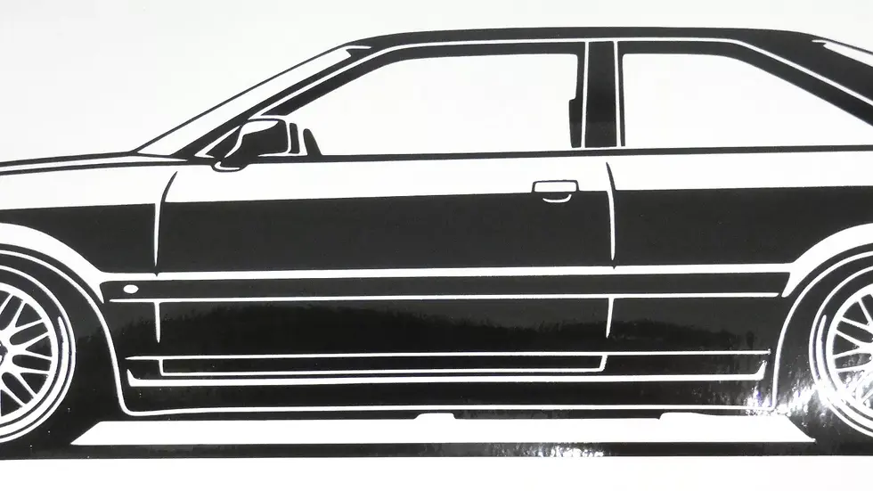 Miniaturbild: Audi S2 Coupe Typ 89 Aufkleber Silhouette schwarz, Audi S2 Coupe Sticker Silhouette schwarz, Audi S2 Coupe side view sticker